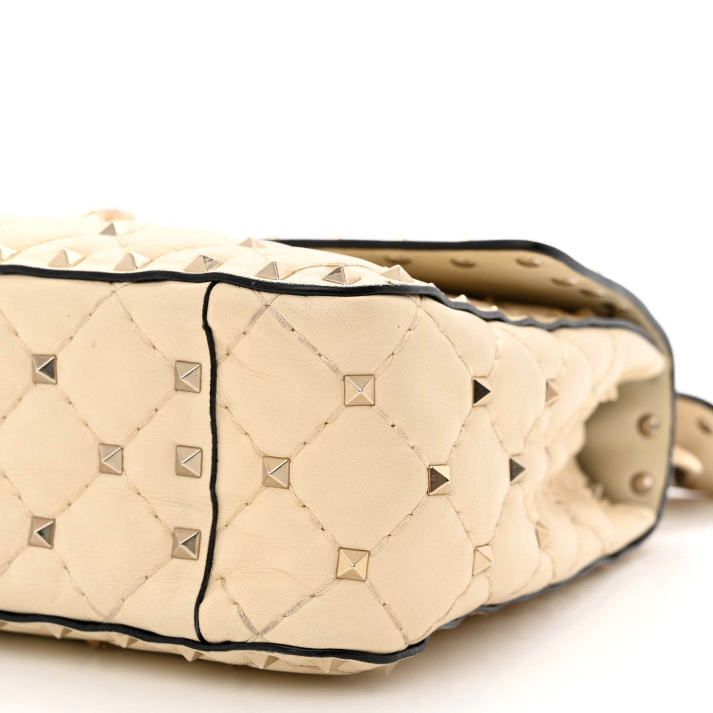 Nappa Medium Rockstud Spike Shoulder Bag Light Ivory