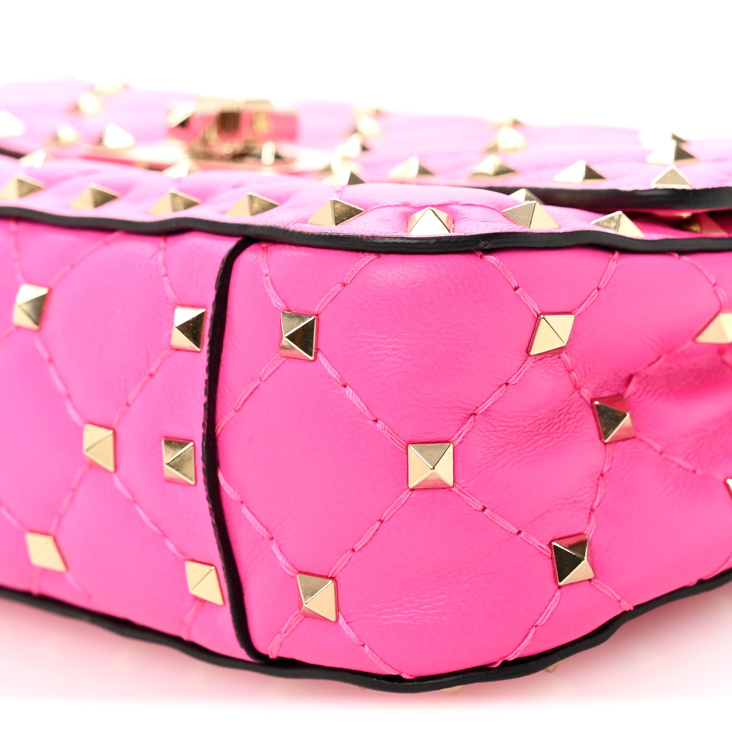 Nappa Small Rockstud Spike Shoulder Bag Shadow Pink
