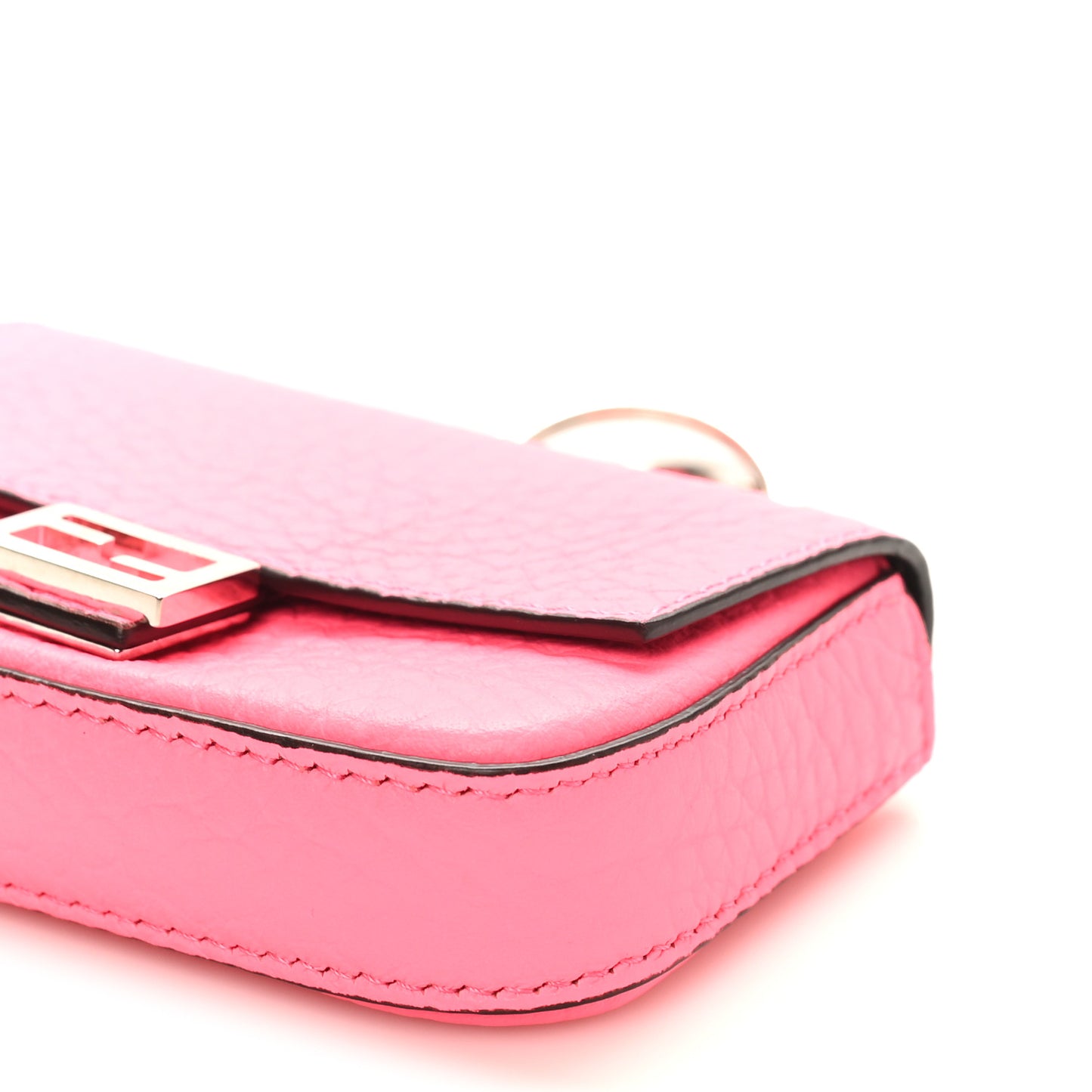 Cuoio Romano Micro Baguette Charm Rosa Fluo