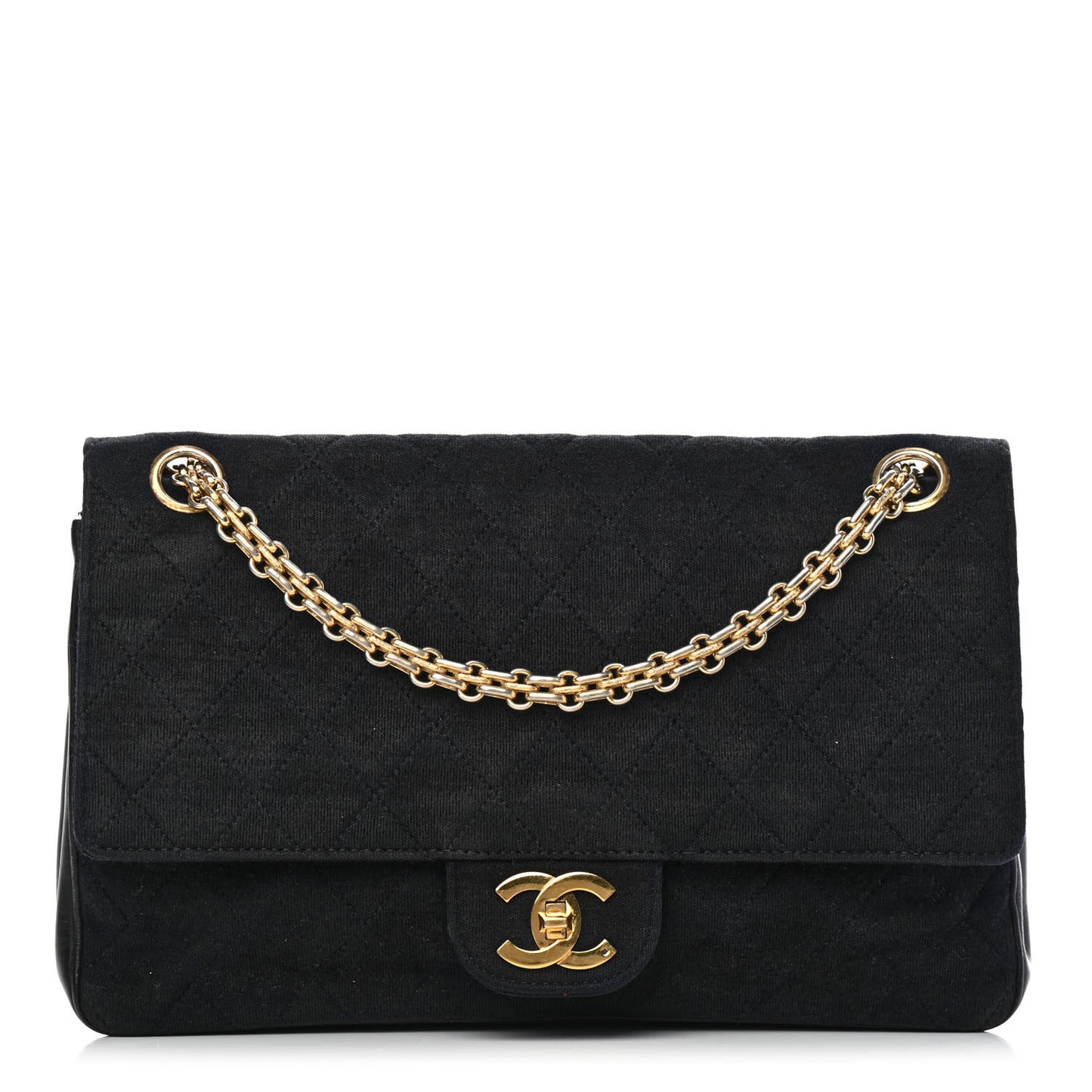Jersey Quilted Medium Double Flap Black