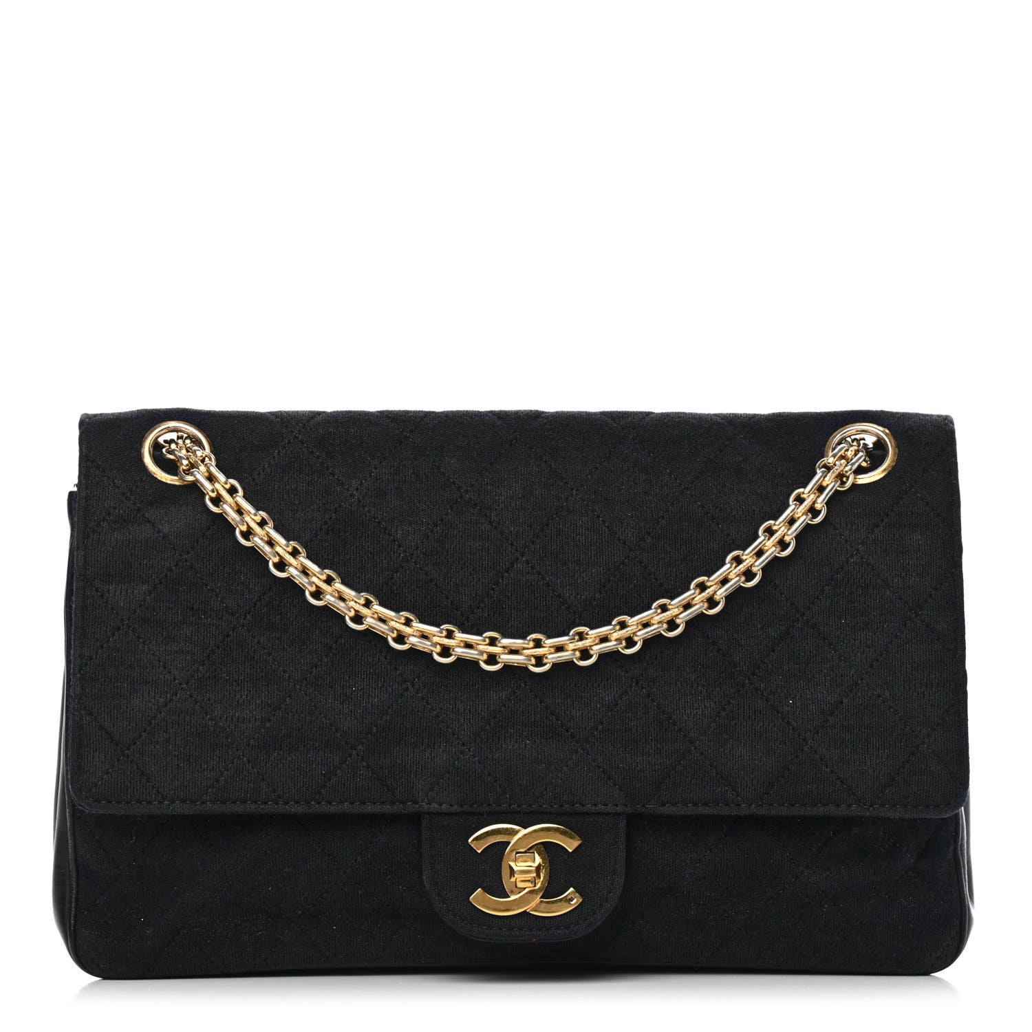 Chanel Jersey Quilted Medium Double Flap Black 1 of 10