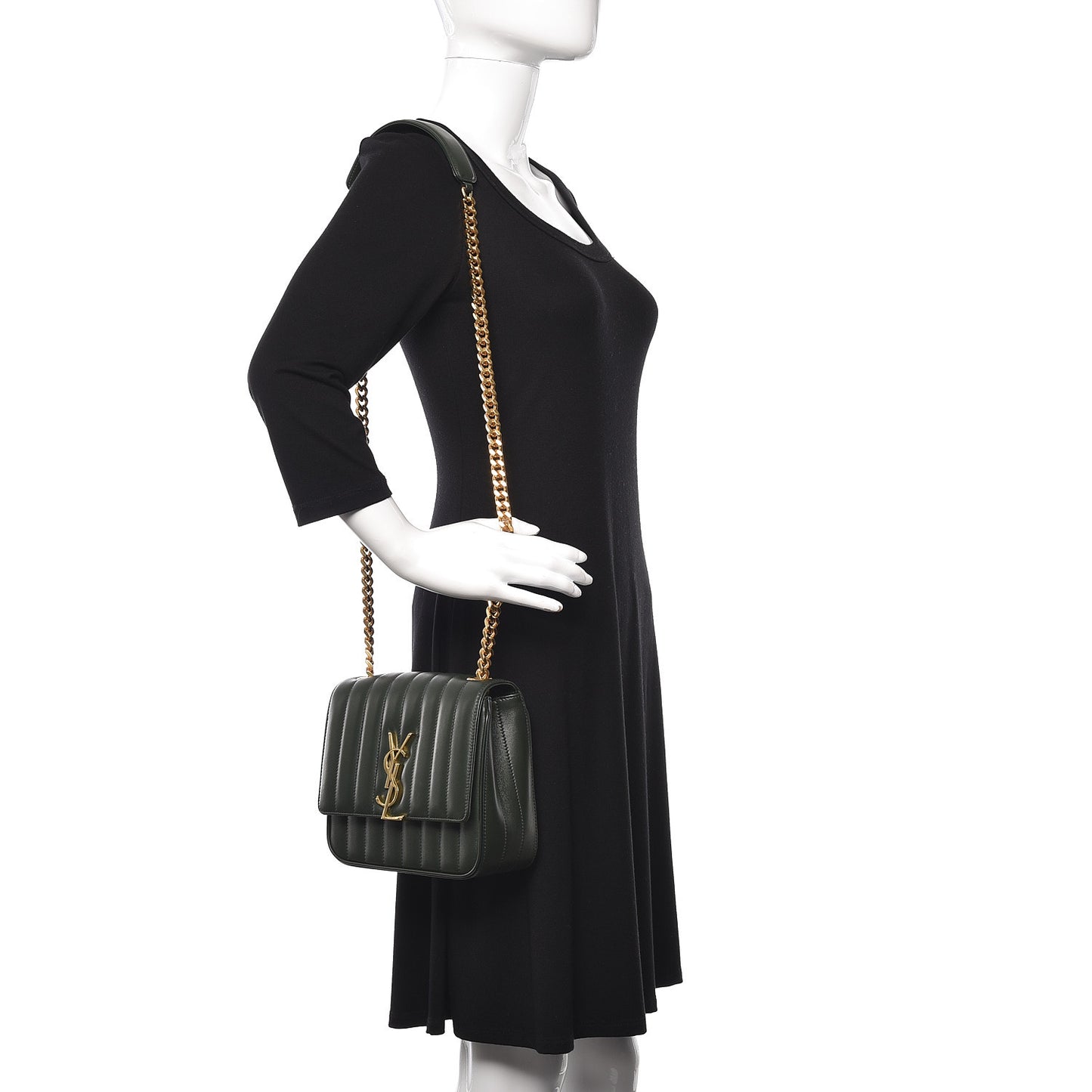 Lambskin Matelasse Monogram Medium Vicky Chain Bag Algae