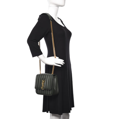 Saint Laurent Lambskin Matelasse Monogram Medium Vicky Chain Bag Algae 2 of 10