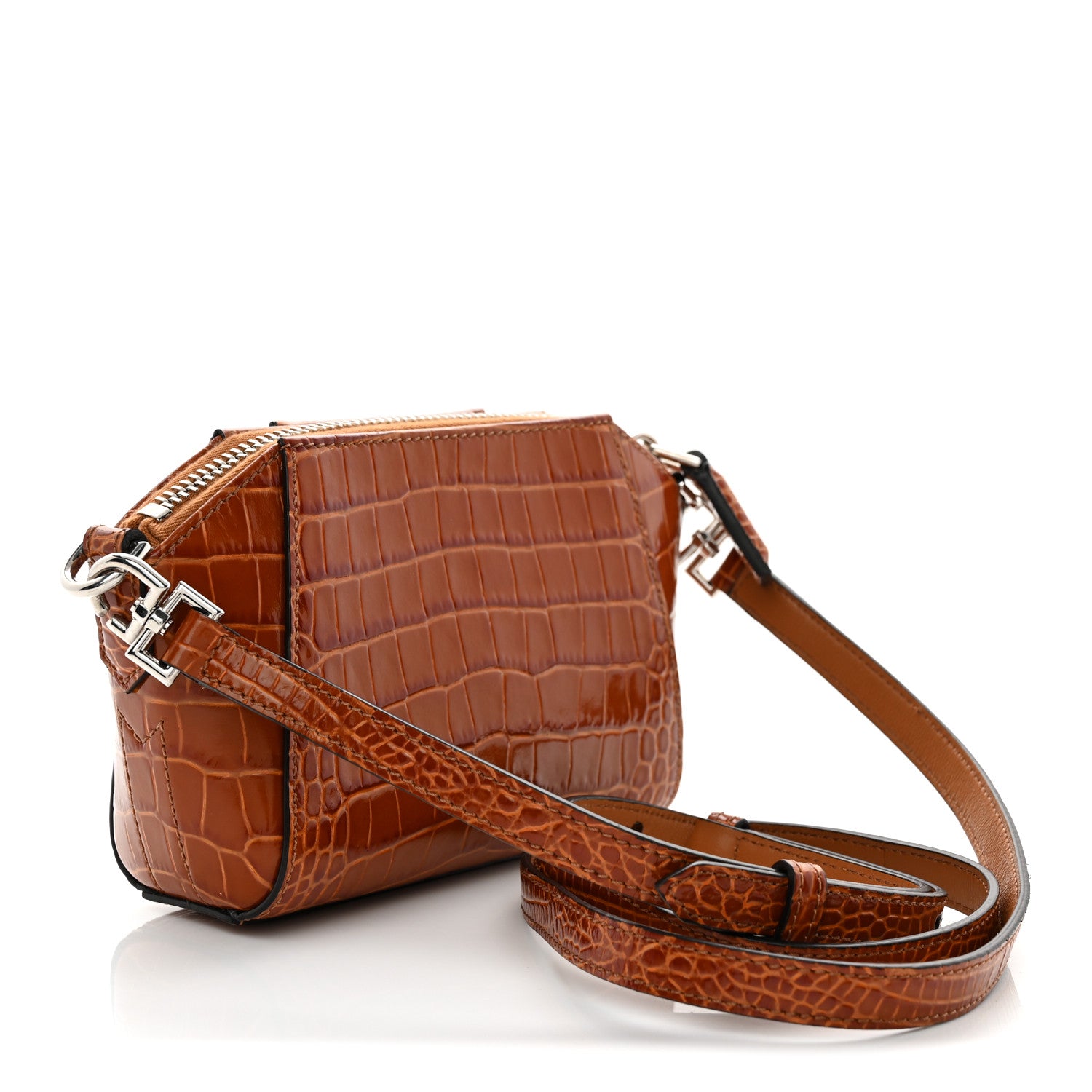 Givenchy Calfskin Crocodile Embossed Nano Antigona Tan 3 of 11