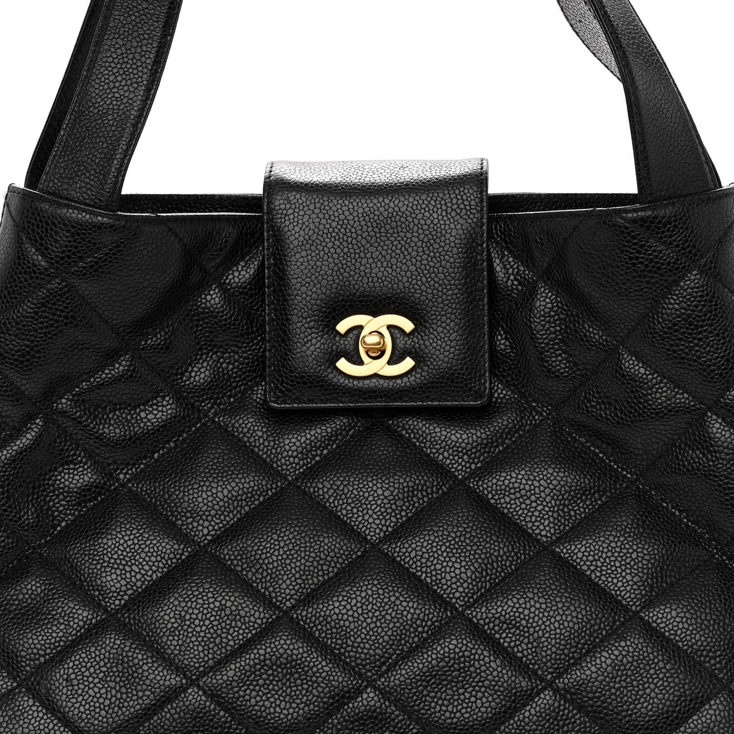 Caviar Diamond Flap Shoulder Bag Black
