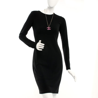 Chanel Resin Crystal CC Necklace Purple Pink 2 of 5