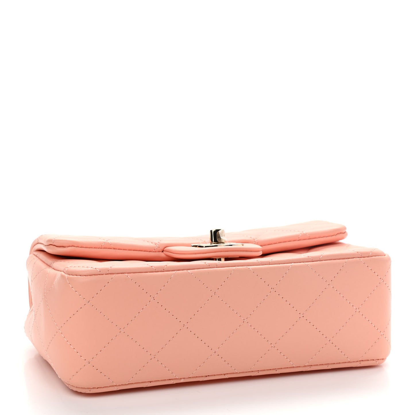 Lambskin Quilted Mini Rectangular Flap Light Pink