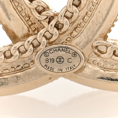 Chanel Pearl Crystal CC Brooch Gold 3 of 4