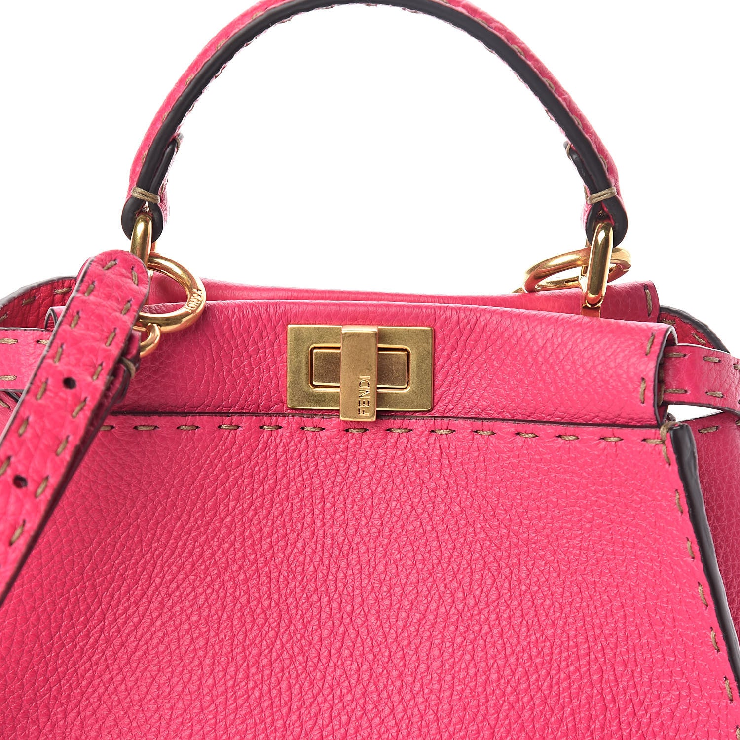 Fendi Cuoio Romano Selleria Mini Peekaboo Iconic Satchel Fuxia 8 of 10