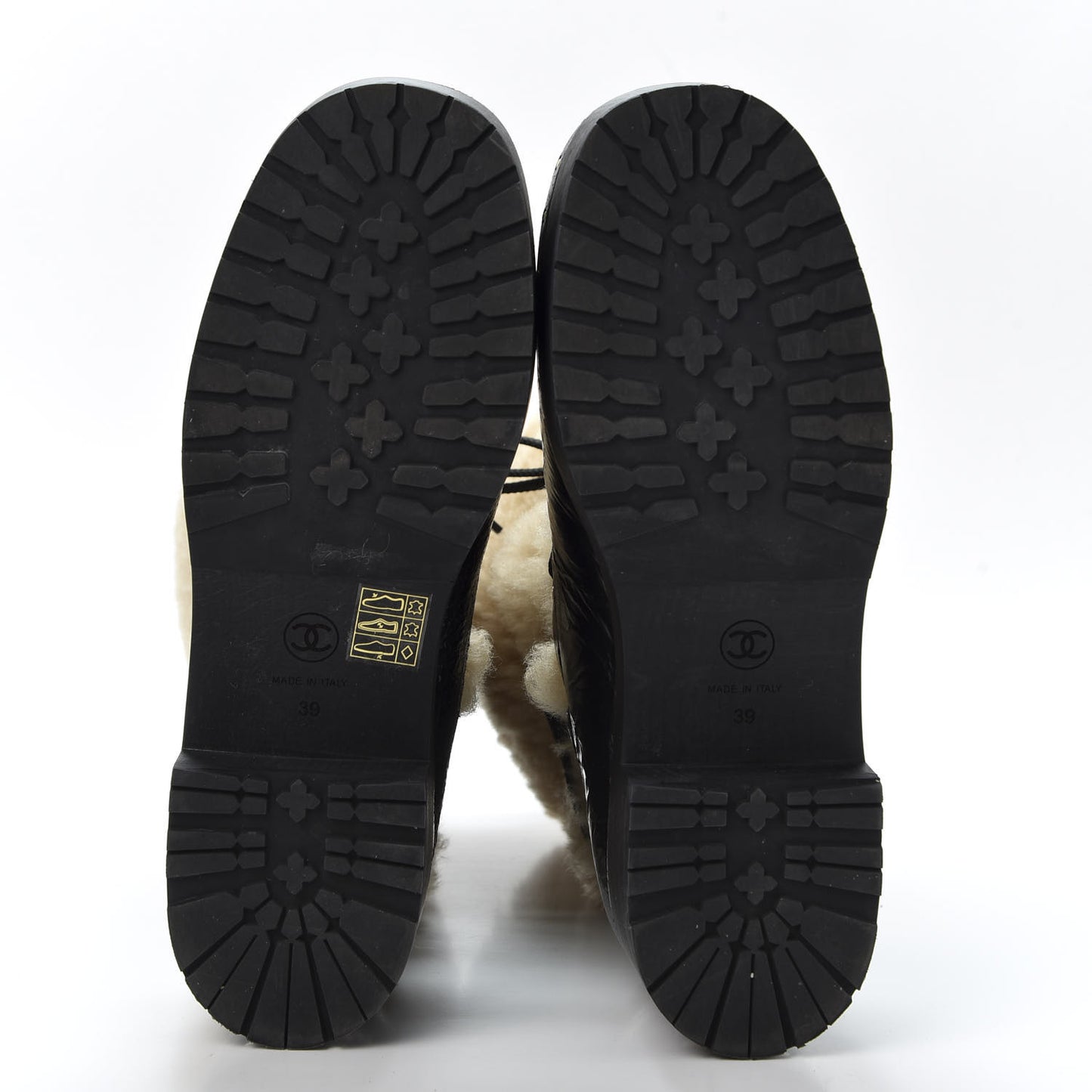 Patent Shearling Lace Up Boot 39 Black