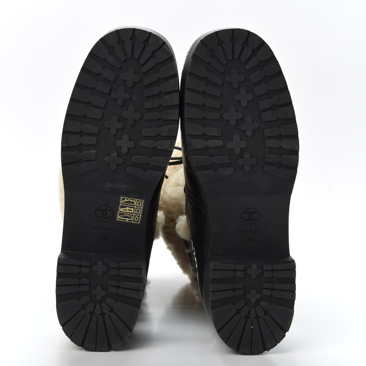 Chanel Patent Shearling Lace Up Boot 39 Black 8 of 9