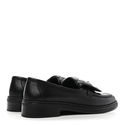 Chanel Lambskin Quilted CC Turnlock Loafers 37.5 Black 4 of 9