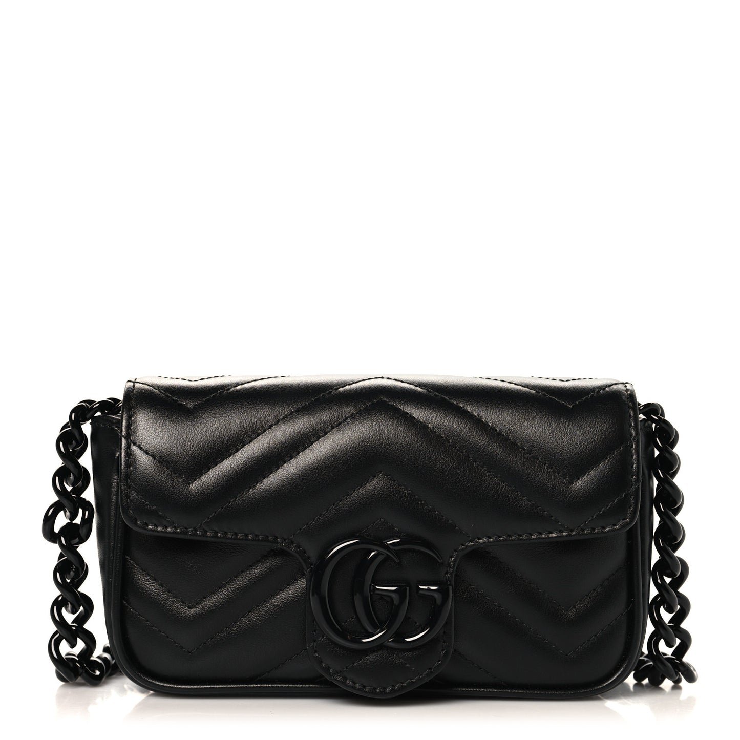 Calfskin Matelasse Monochrome GG Marmont Chain Belt Bag Black