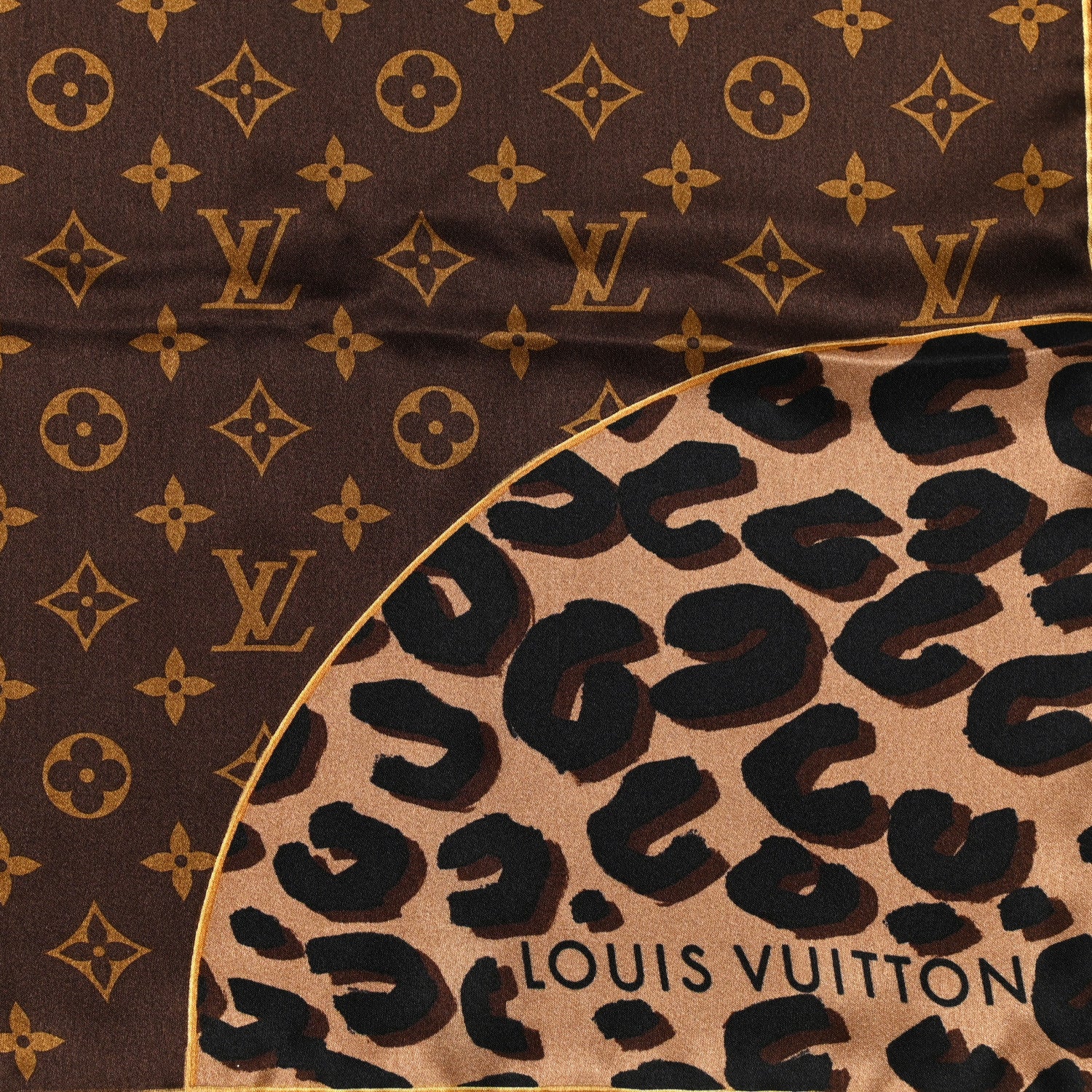 Louis Vuitton Silk Leopard Monogram Square Scarf 1 of 3