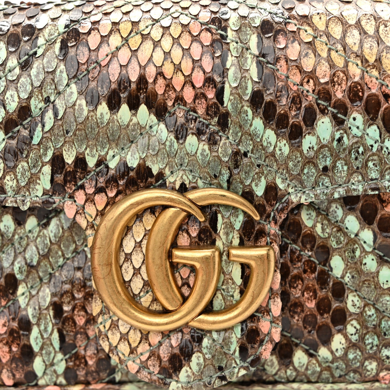 Gucci Snakeskin Matelasse GG Marmont Chain Belt Bag 8 of 11