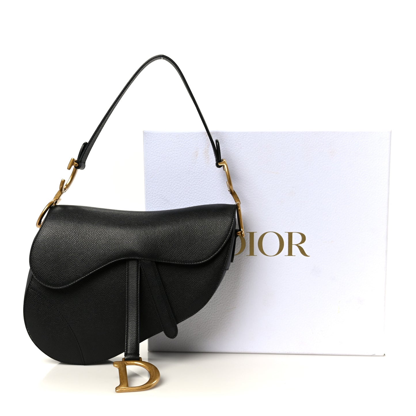 Grained Calfskin Saddle Bag Black