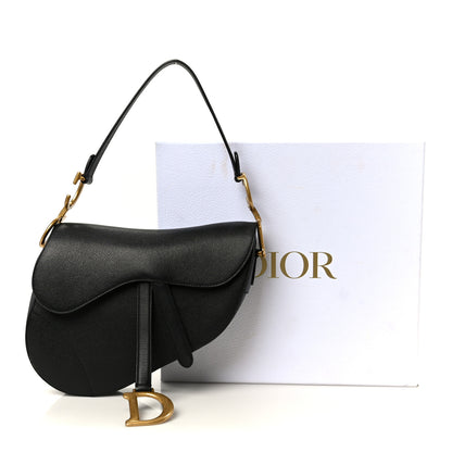 Christian Dior Grained Calfskin Saddle Bag Black 11 of 11