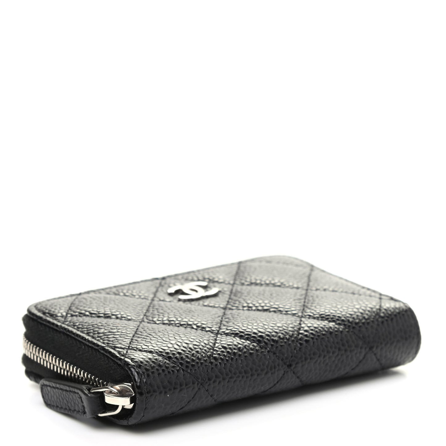 Caviar Quilted Zip Coin Purse Black