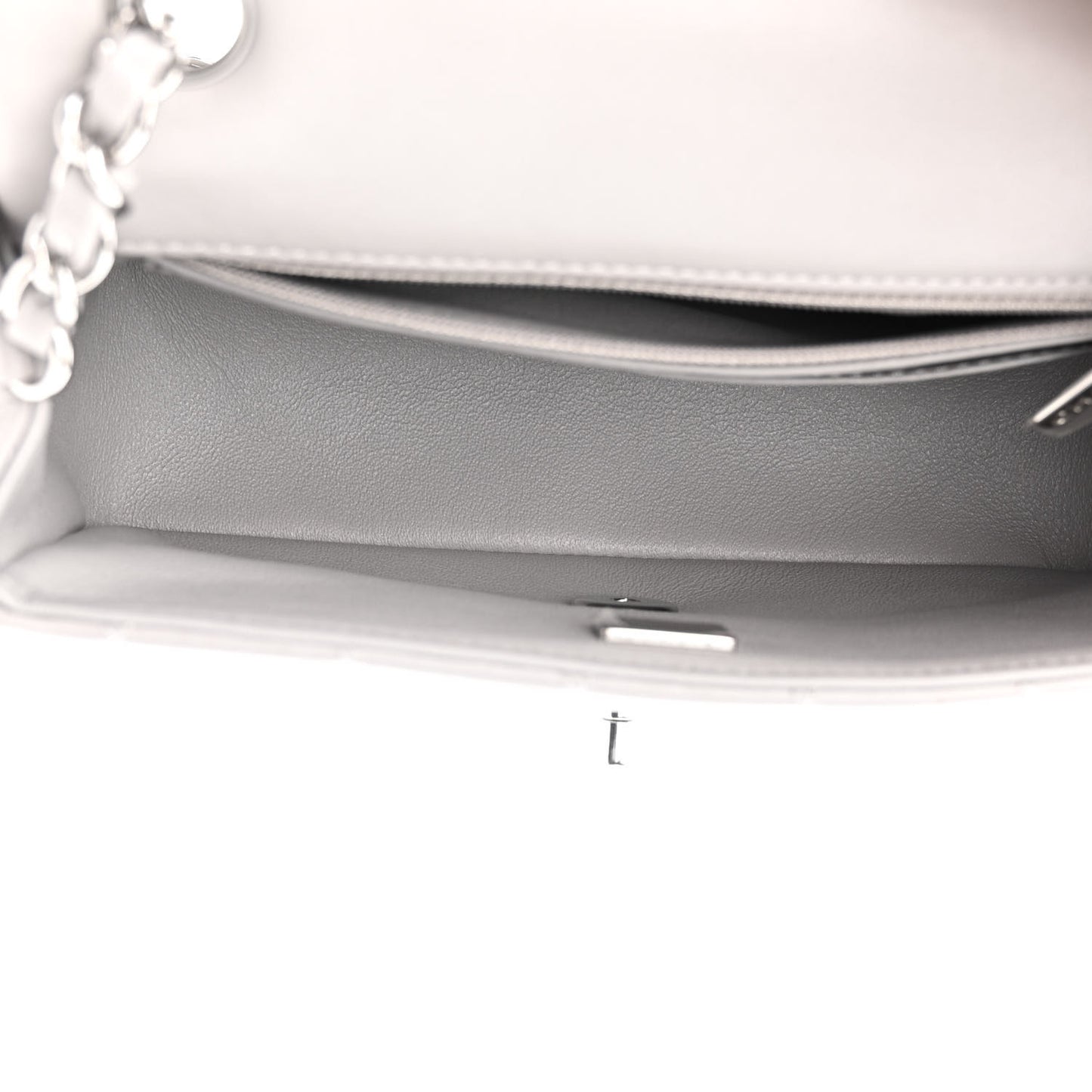 Lambskin Quilted Mini Rectangular Flap Grey