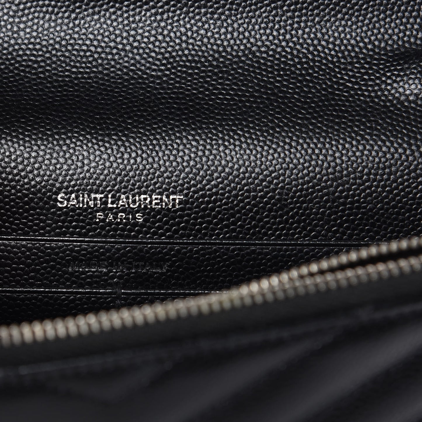 Grain De Poudre Matelasse Chevron Monogram Envelope Chain Wallet Black