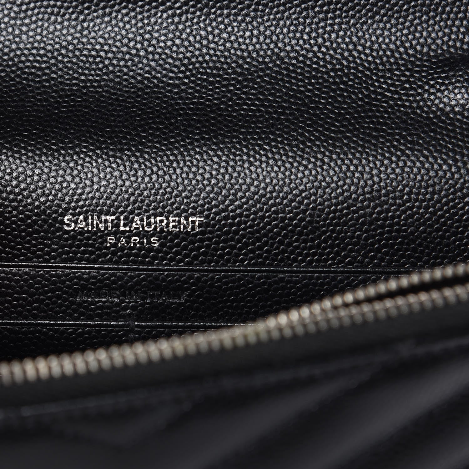 Saint Laurent Grain De Poudre Matelasse Chevron Monogram Envelope Chain Wallet Black 6 of 11