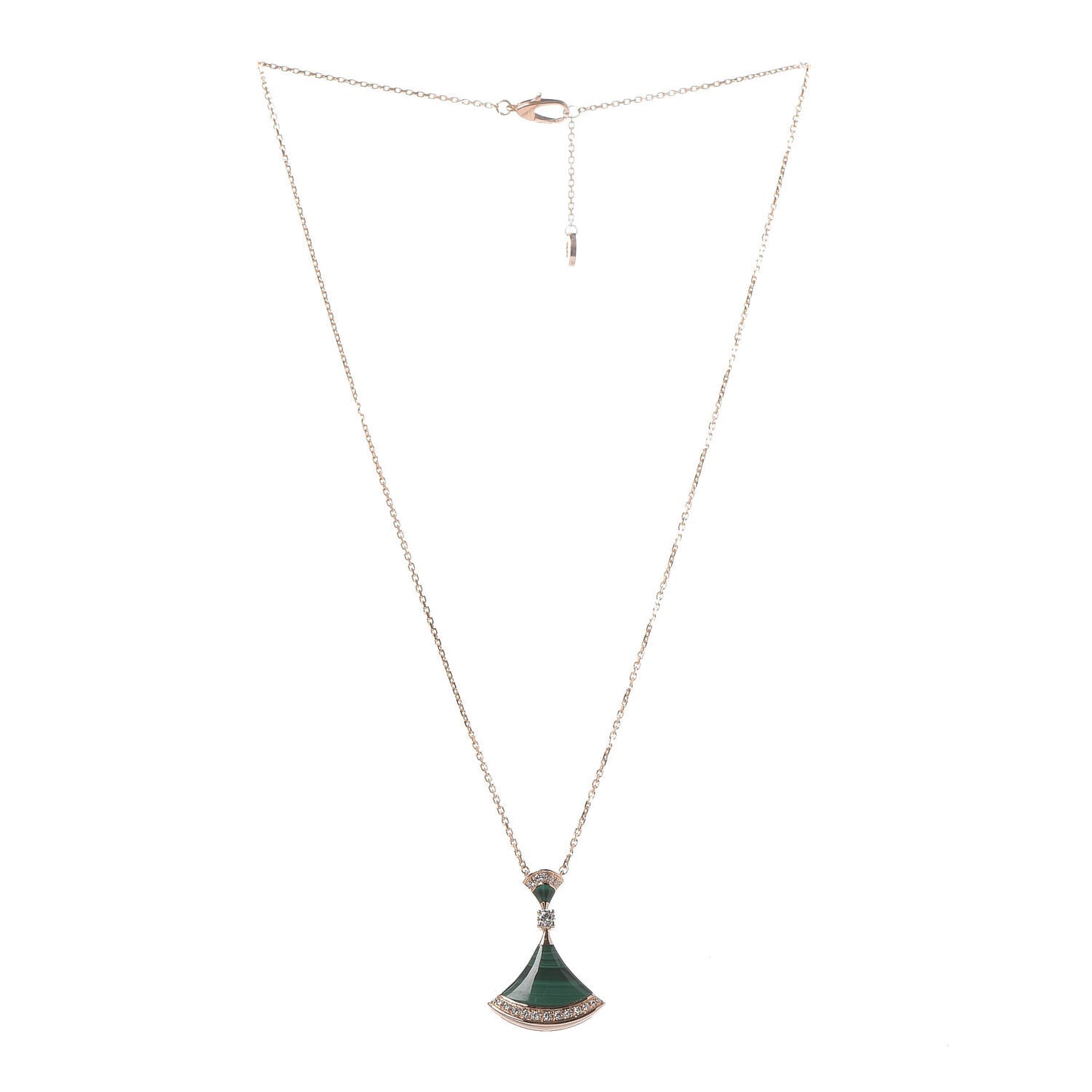 18K Rose Gold Diamond Malachite Divas' Dream Pendant Necklace