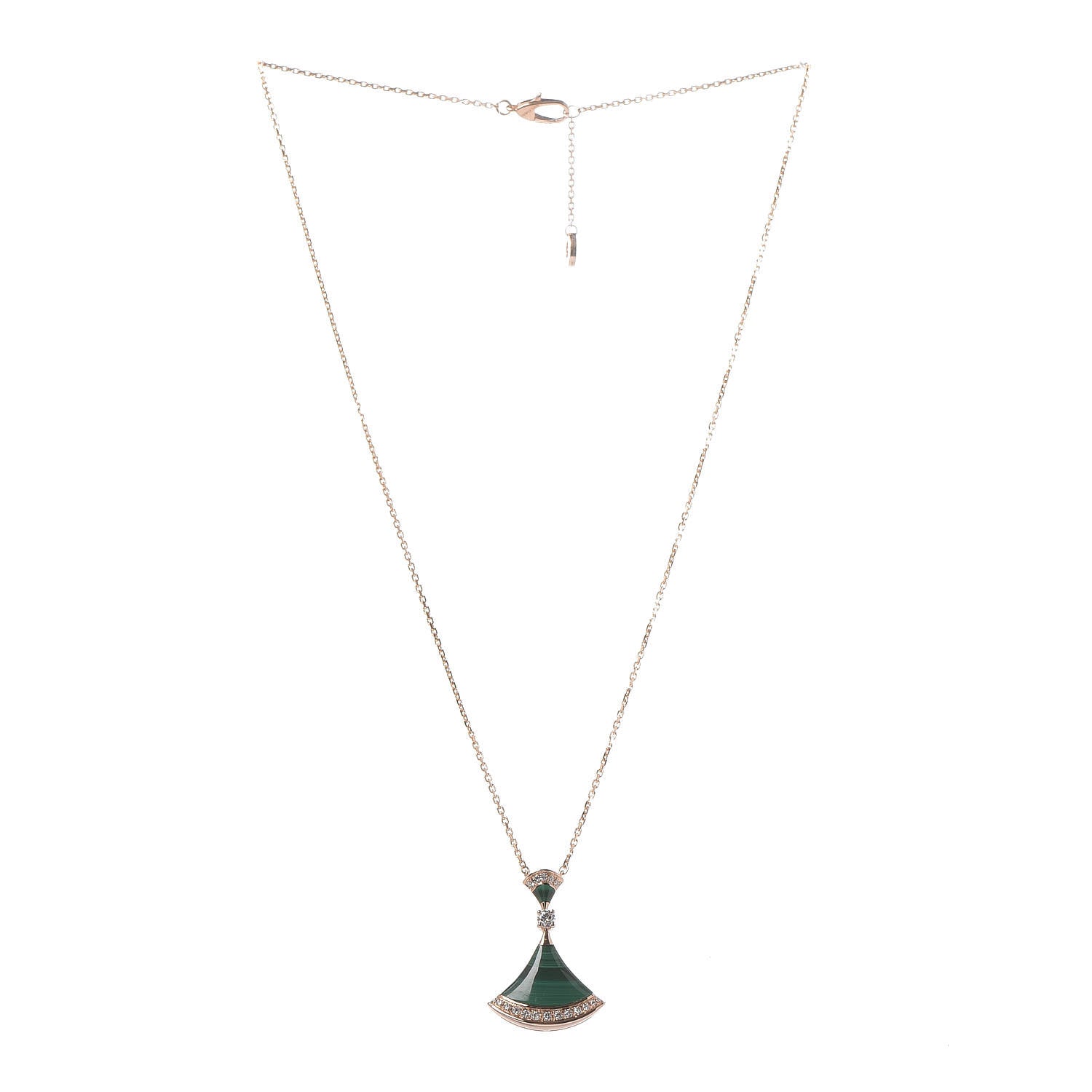 Bulgari 18K Rose Gold Diamond Malachite Divas' Dream Pendant Necklace 3 of 6