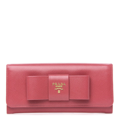 Prada Saffiano Bow Continental Wallet Peonia 1 of 8