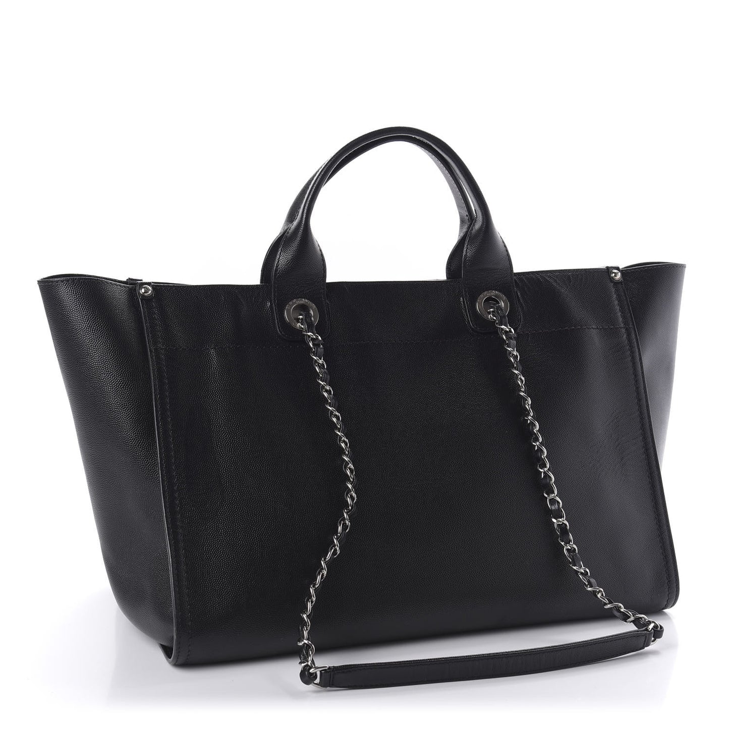 Caviar Medium Studded Deauville Tote Black