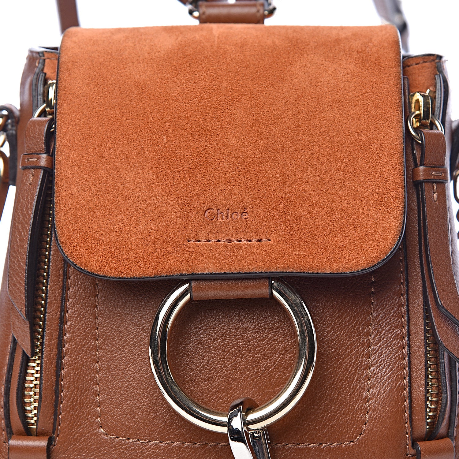 Chloe Suede Calfskin Mini Faye Backpack Tan 9 of 11