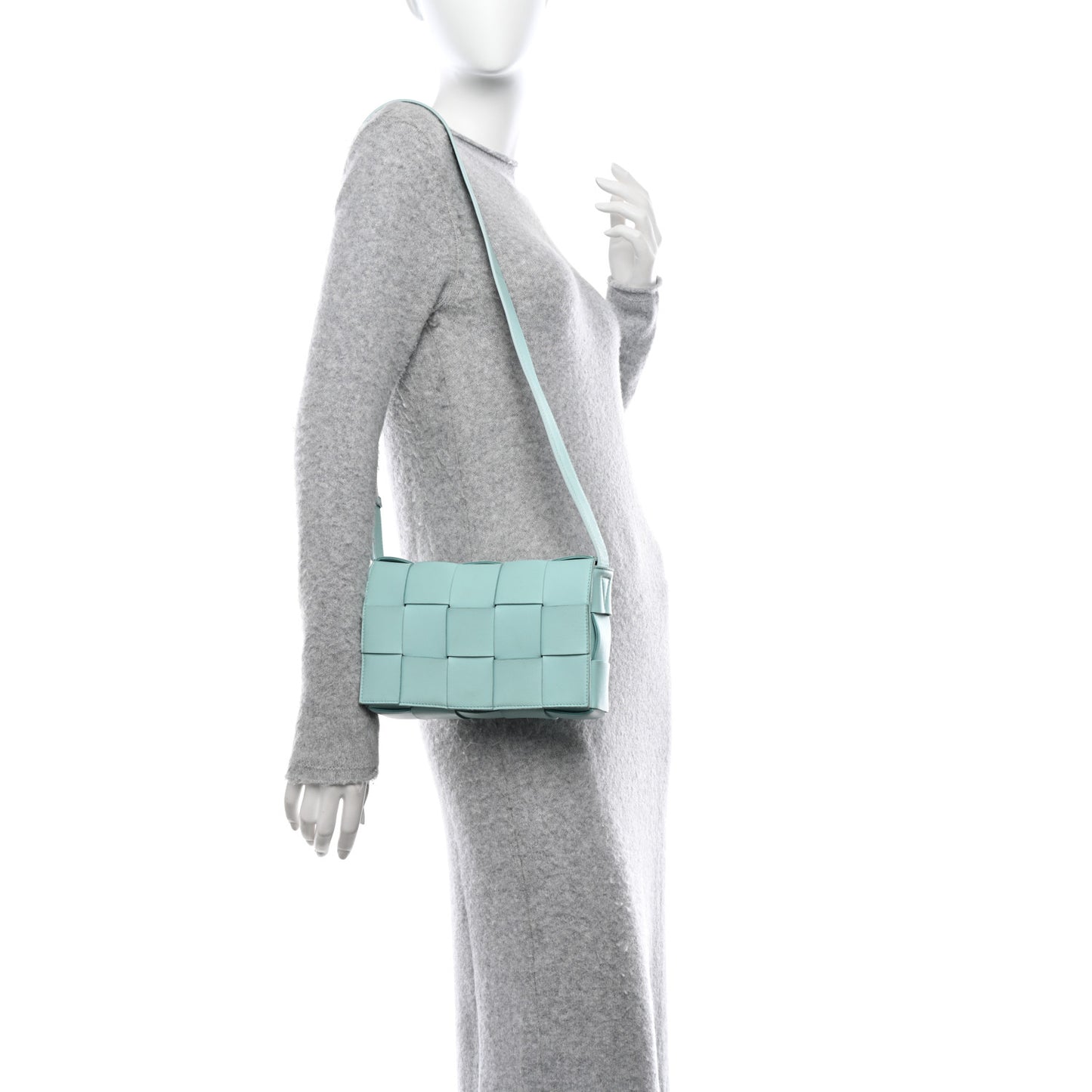 Lambskin Maxi Intrecciato Cassette Crossbody Bag Ice