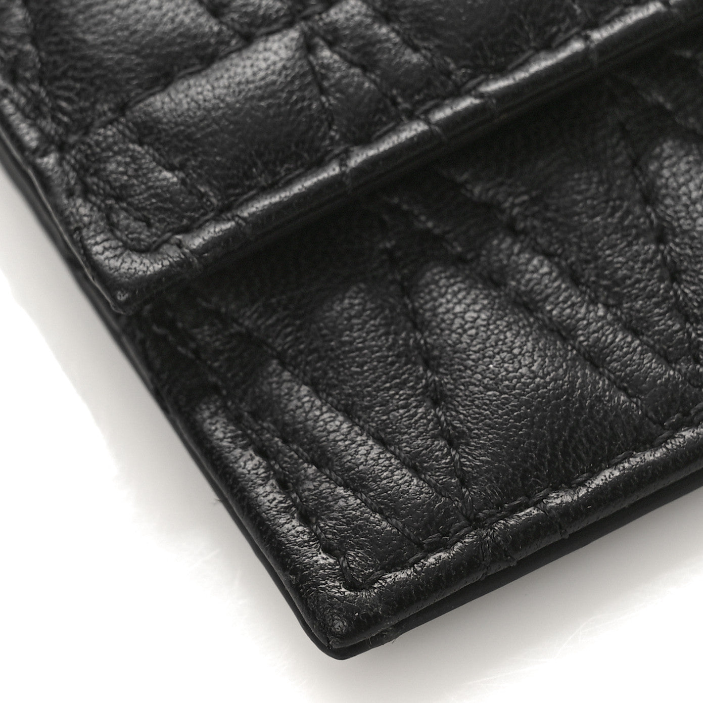 Lambskin Quilted Virtus Chain Card Holder Black