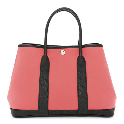 Hermes Toile Officier Negonda Garden Party 30 TPM Rose Azalee Vert Fonce 1 of 10