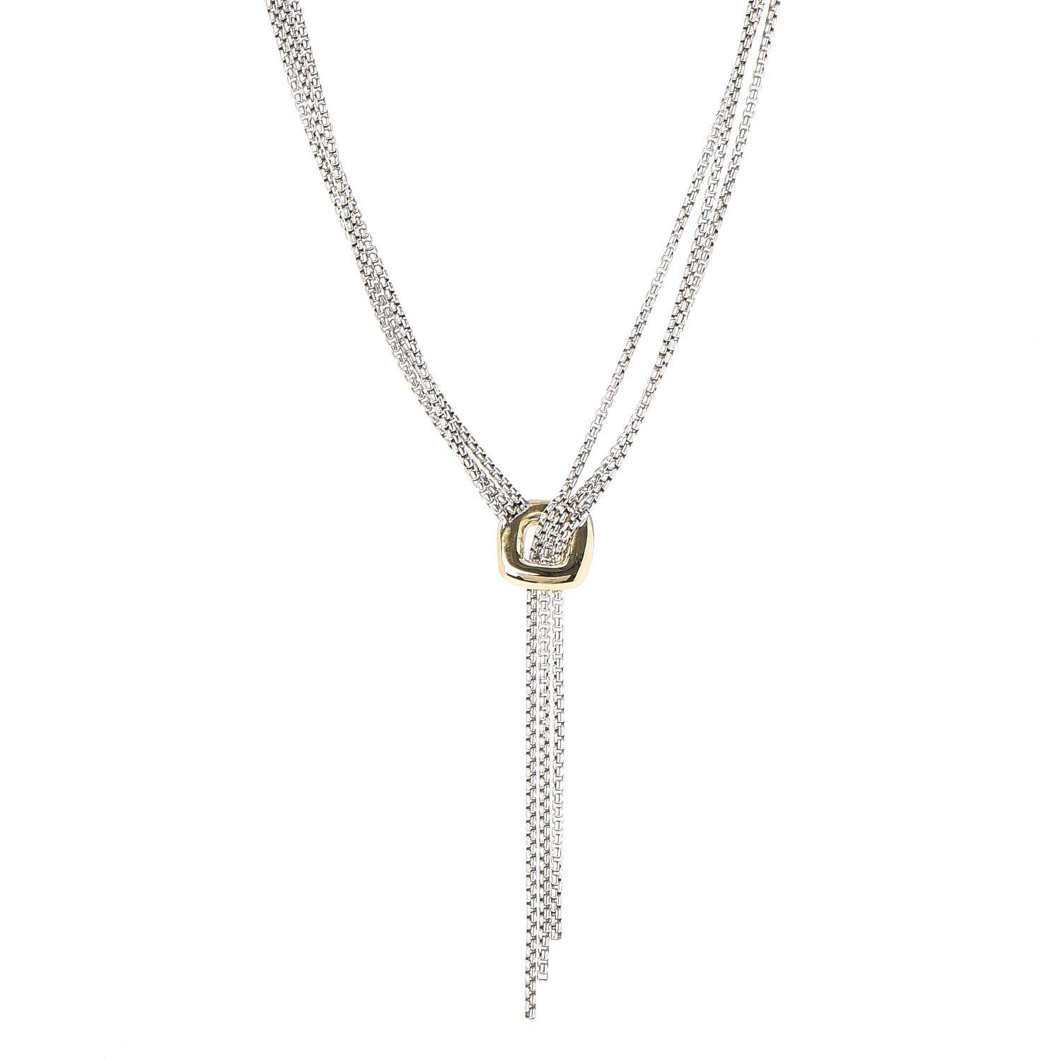 David Yurman Sterling Silver 18K Yellow Gold Lariat Waterfall Necklace 1 of 5