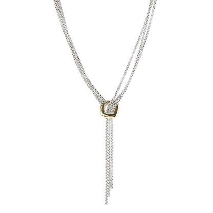 David Yurman Sterling Silver 18K Yellow Gold Lariat Waterfall Necklace 1 of 5