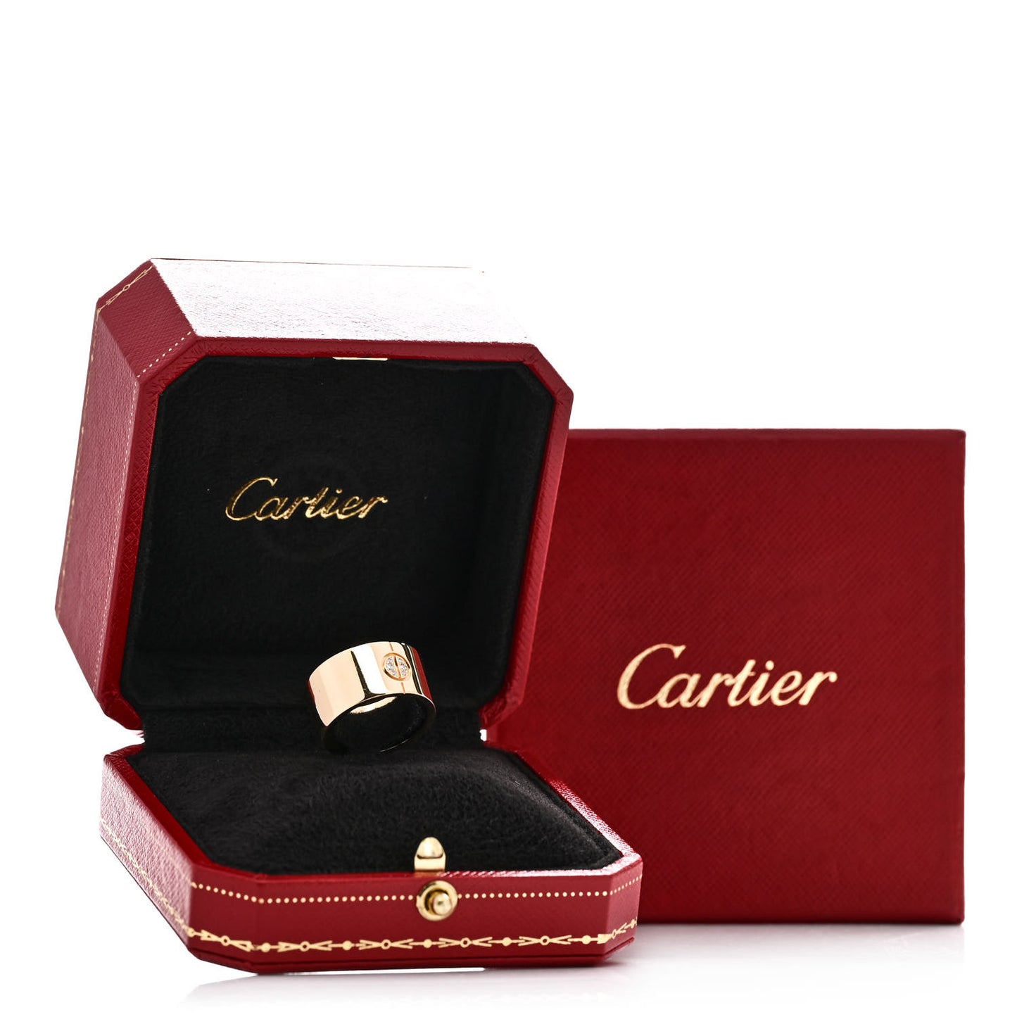 18K Yellow Gold Diamond Wide Cone LOVE Ring 50 5.25