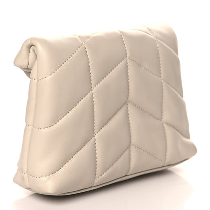 Saint Laurent Lambskin Monogram Loulou Puffer Pouch Clutch Crema Soft 4 of 9