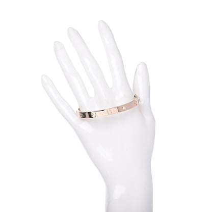 Cartier 18K Pink Gold 4 Diamond LOVE Bracelet 17 2 of 7