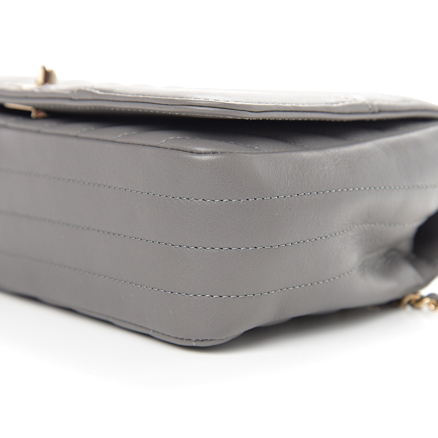 Chanel Calfskin Chevron Quilted Small Statement Flap Grey 9 of 10