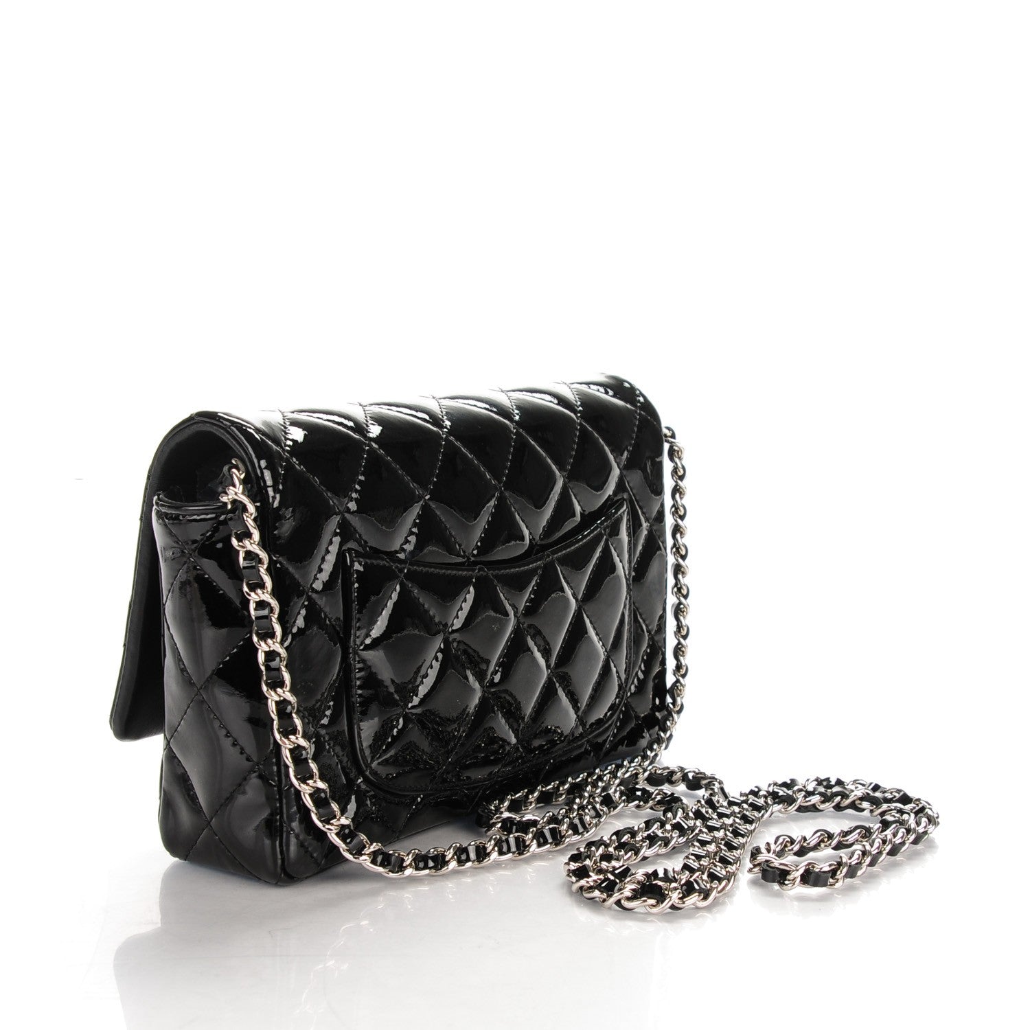 Chanel Patent Quilted Brilliant Wallet On Chain WOC Black 3 of 8