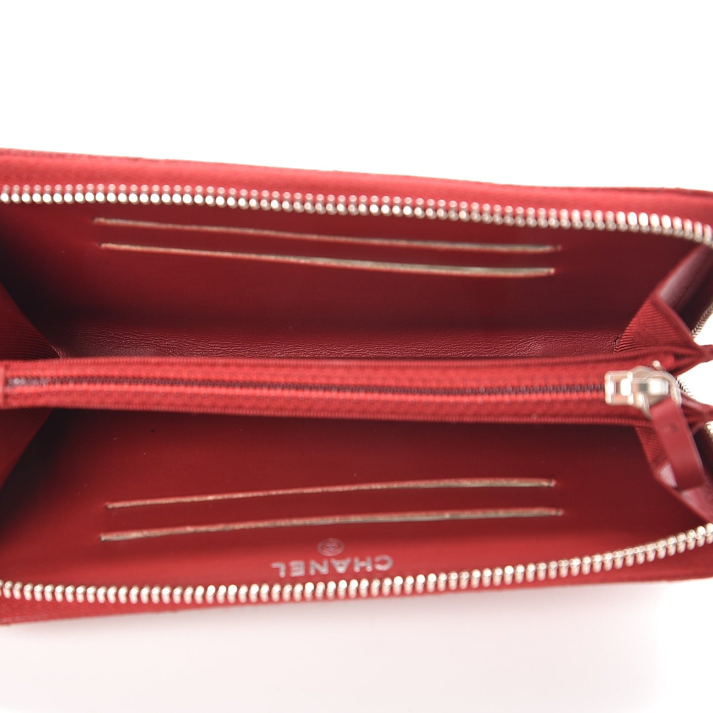 Caviar Quilted Small Zip Around Wallet Dark Red