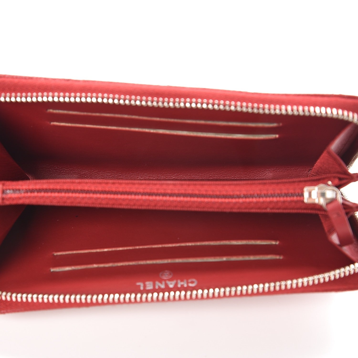 Chanel Caviar Quilted Small Zip Around Wallet Dark Red 5 of 9
