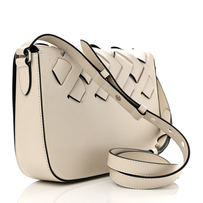 Prada Vitello Intreccio Tress Shoulder Bag White Black 3 of 10