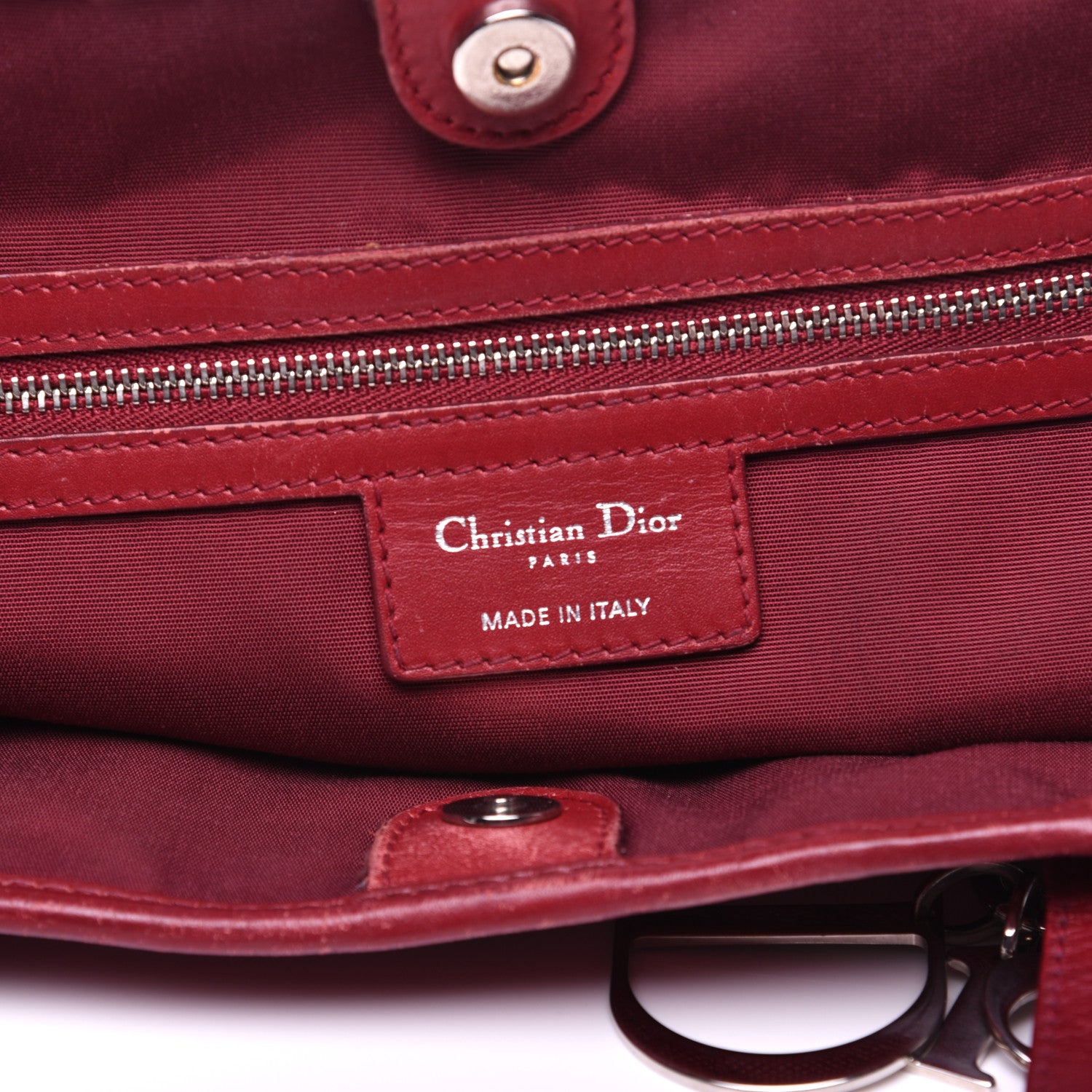 Christian Dior Coated Canvas Cannage Medium Panarea Tote Red 8 of 14