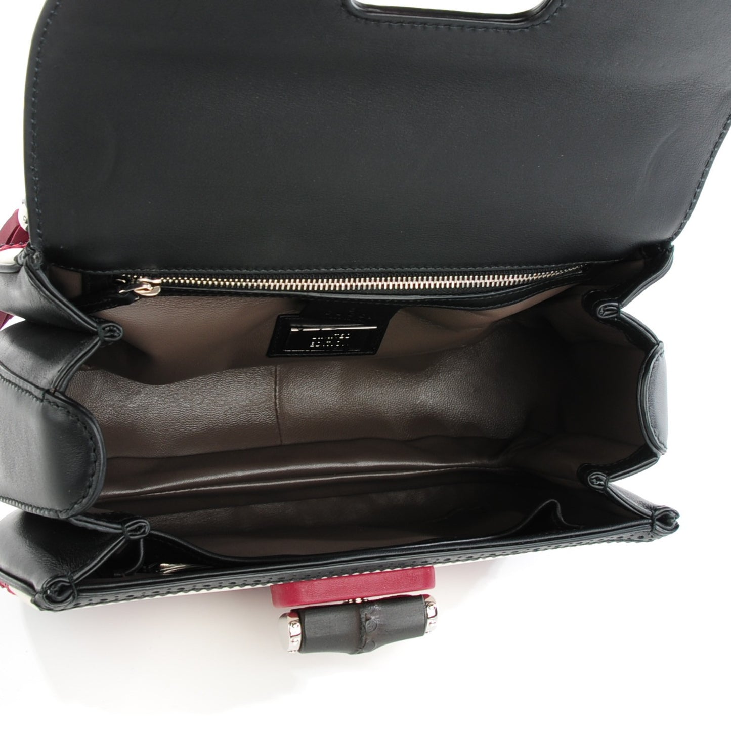 Calfskin Medium New Bamboo Top Handle Bag Bordeaux Black White