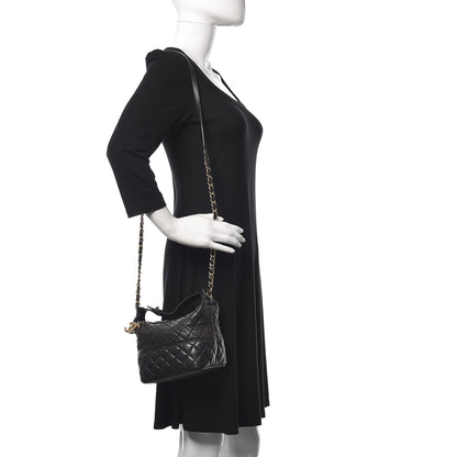 Chanel Lambskin Quilted Small Chain Hobo Black 2 of 9