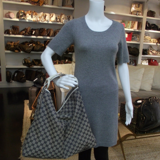 Monogram Large Horsebit Chain Hobo Navy