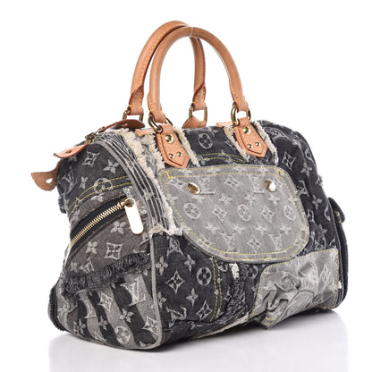 Louis Vuitton Denim Patchwork Speedy 30 Grey 3 of 9