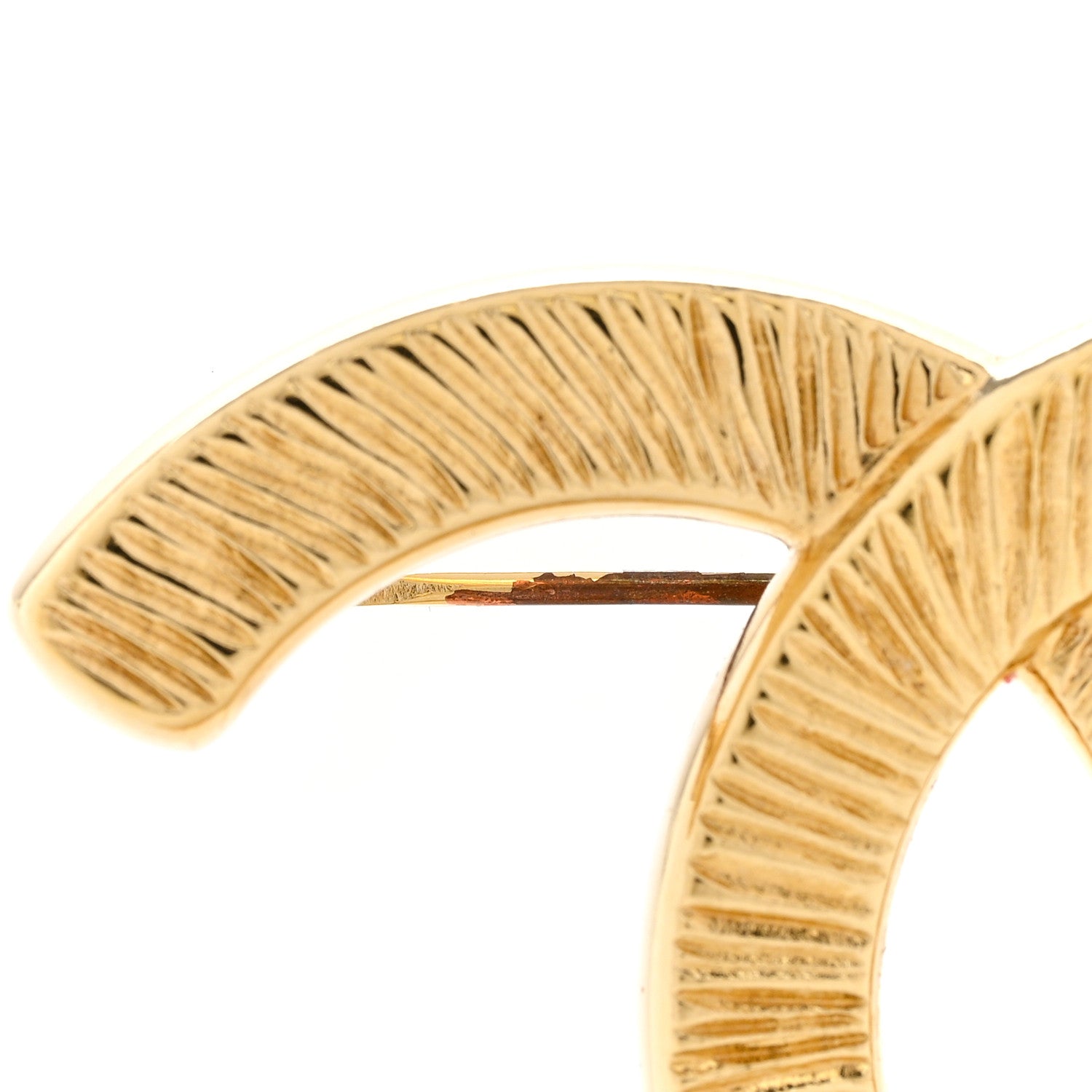 Chanel Metal Textured CC Brooch Light Gold 4 of 6