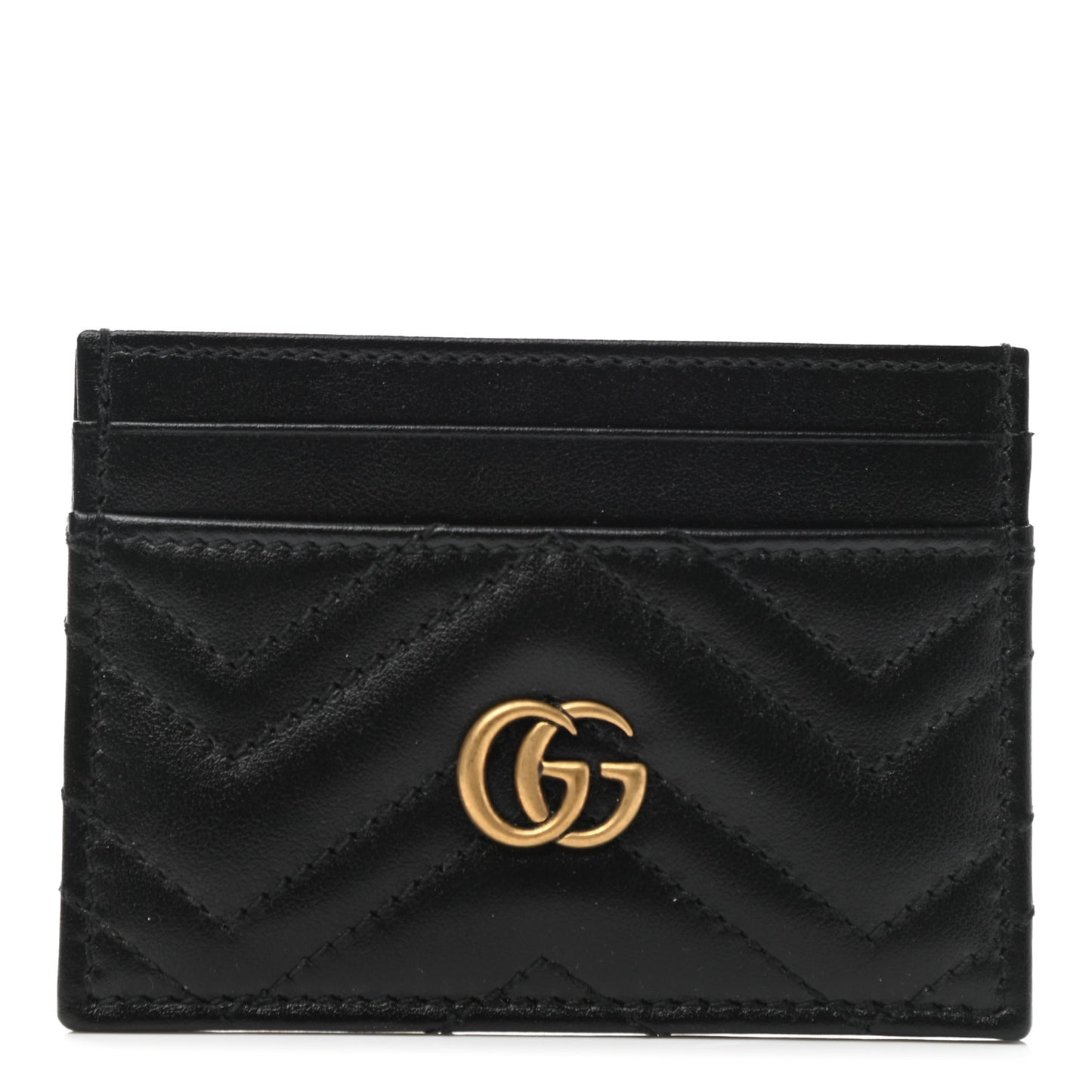 Calfskin Matelasse GG Marmont Card Holder Black